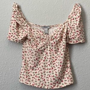 floral shirt with tags size extra small off the shoulder